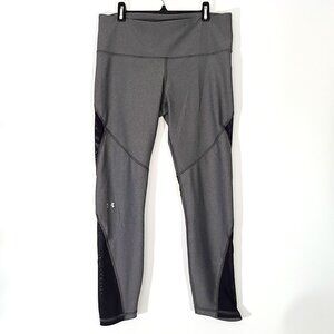 Under Armour Women'sHeather Gray Athletic Leggings with Black Mesh Insets Size L